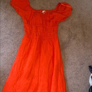 Bright Orange Off-Shoulder Dress